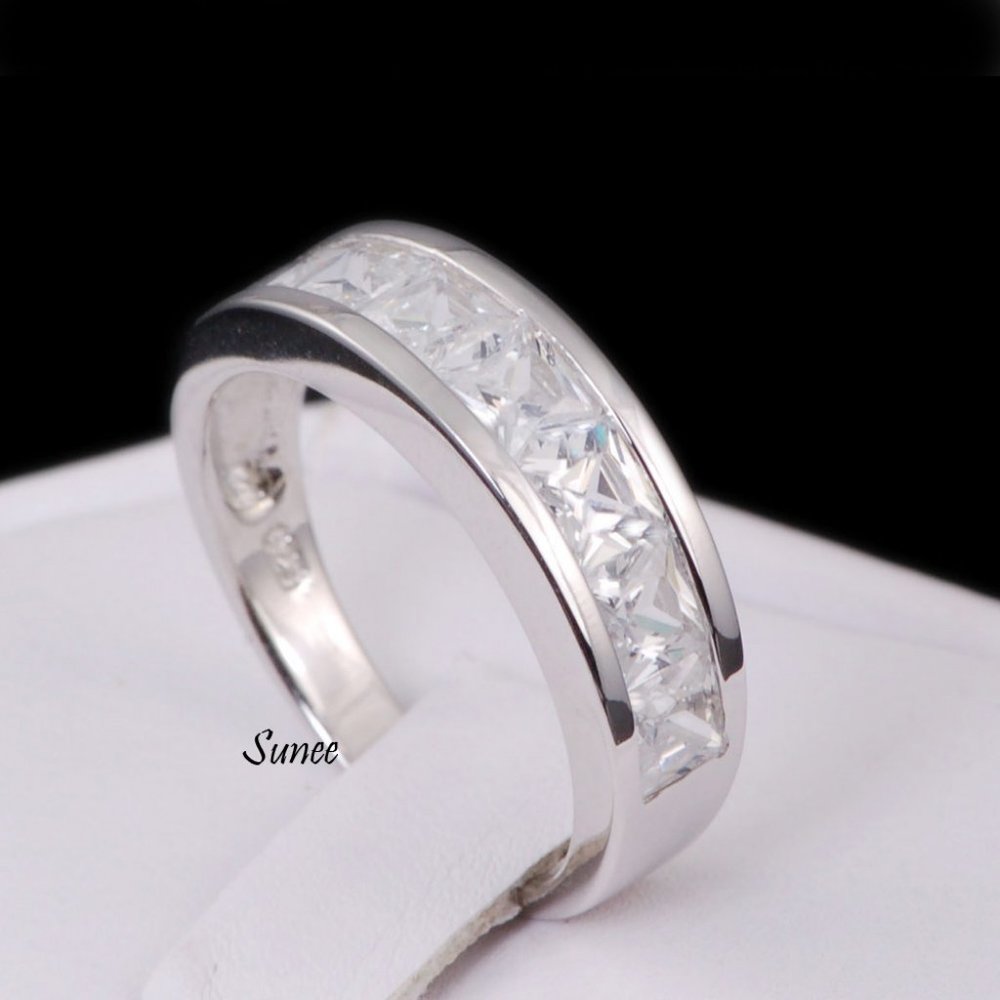 Real 925 His Hers Wedding Engagement Ring Set - Picture 3 of 7